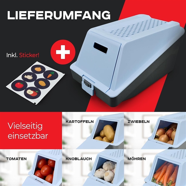 ARTECSIS Kartoffel Aufbewahrungsbox – Stapelbare Gem�sebox mit EasyClick Technologie – inklusive Gem�seaufkleber