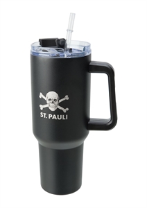 St. Pauli - Totenkopf, Thermobecher mit Strohhalm